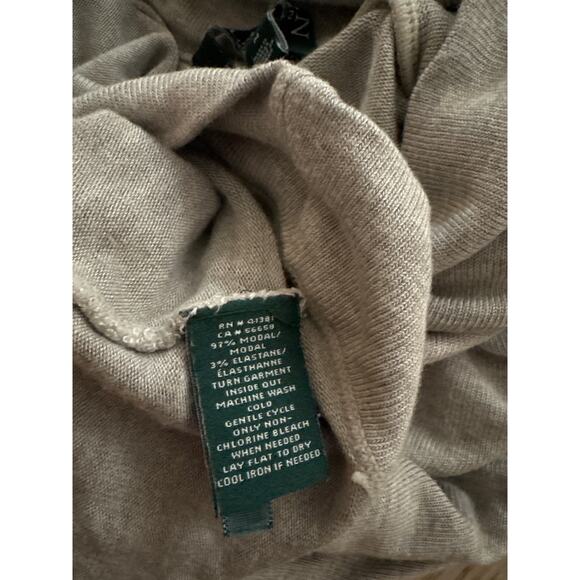 Lauren Ralph Lauren Ecru Gray Taupe Cowl Neck Modal Sweater M - Picture 3 of 6